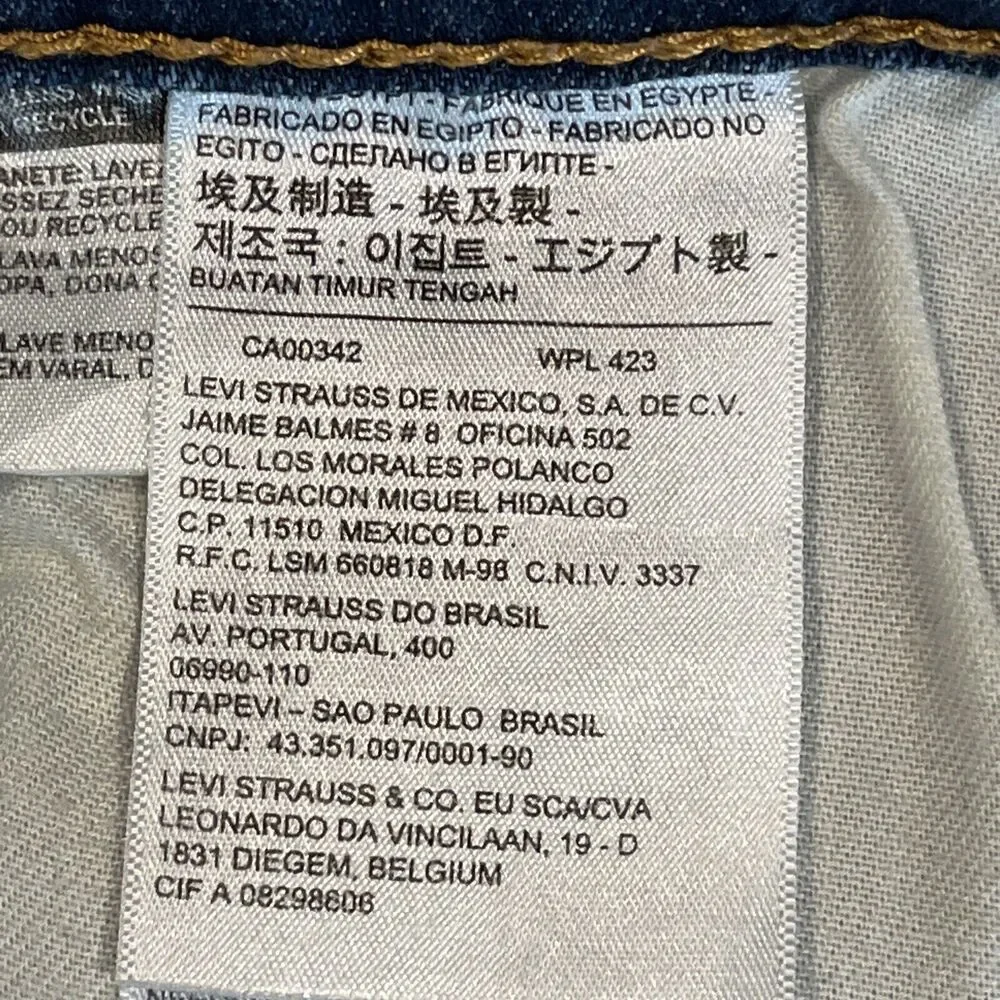 Levis 511 Jeans Mens 34x34 Blue Denim Cotton Stretch